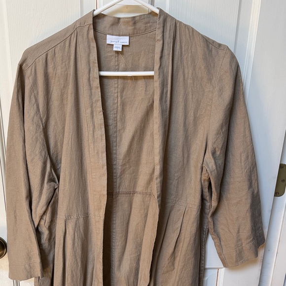 J. Jill Tan Linen Open-Front Duster - Picture 2 of 5